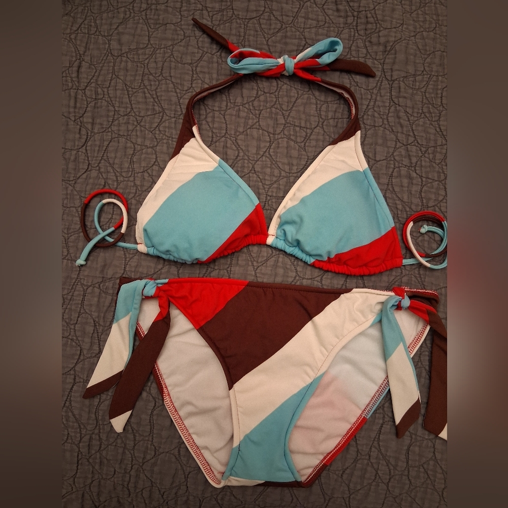 Island Soul Color Block Bikini Set Size Medium